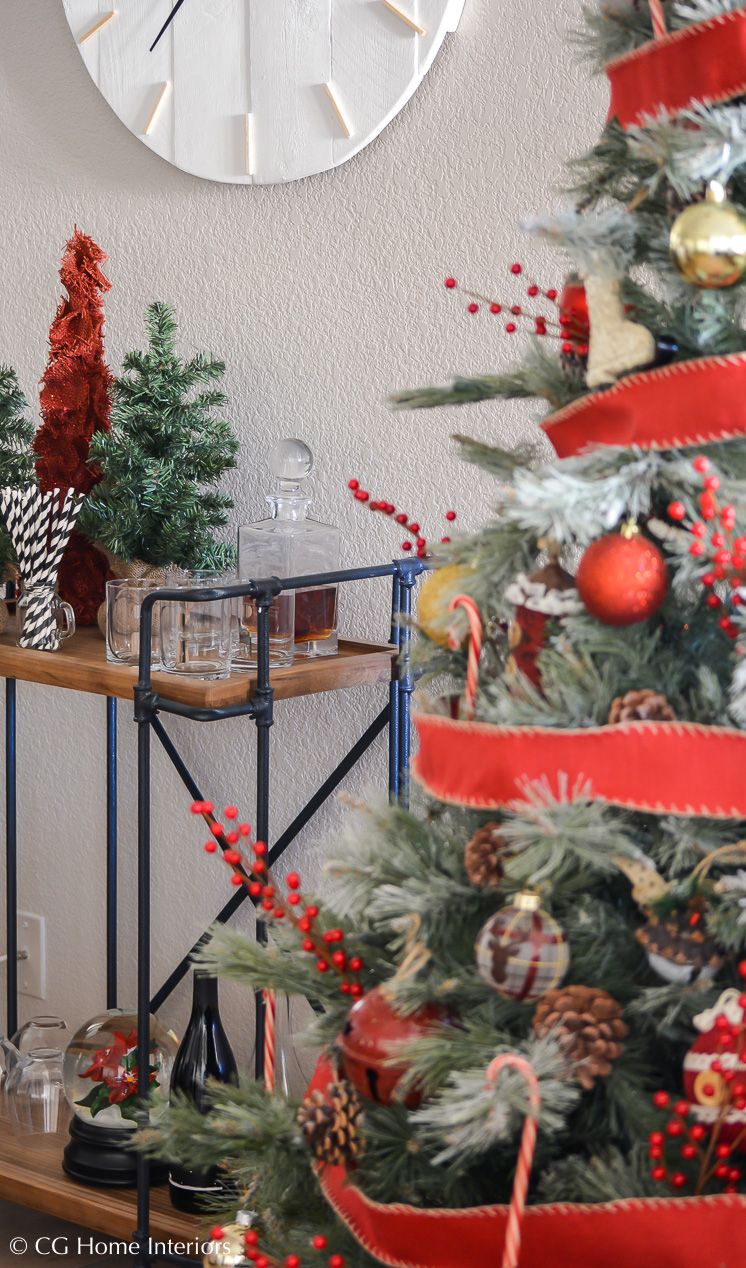 Simple Traditional Christmas Decorations, Bar Cart Styling