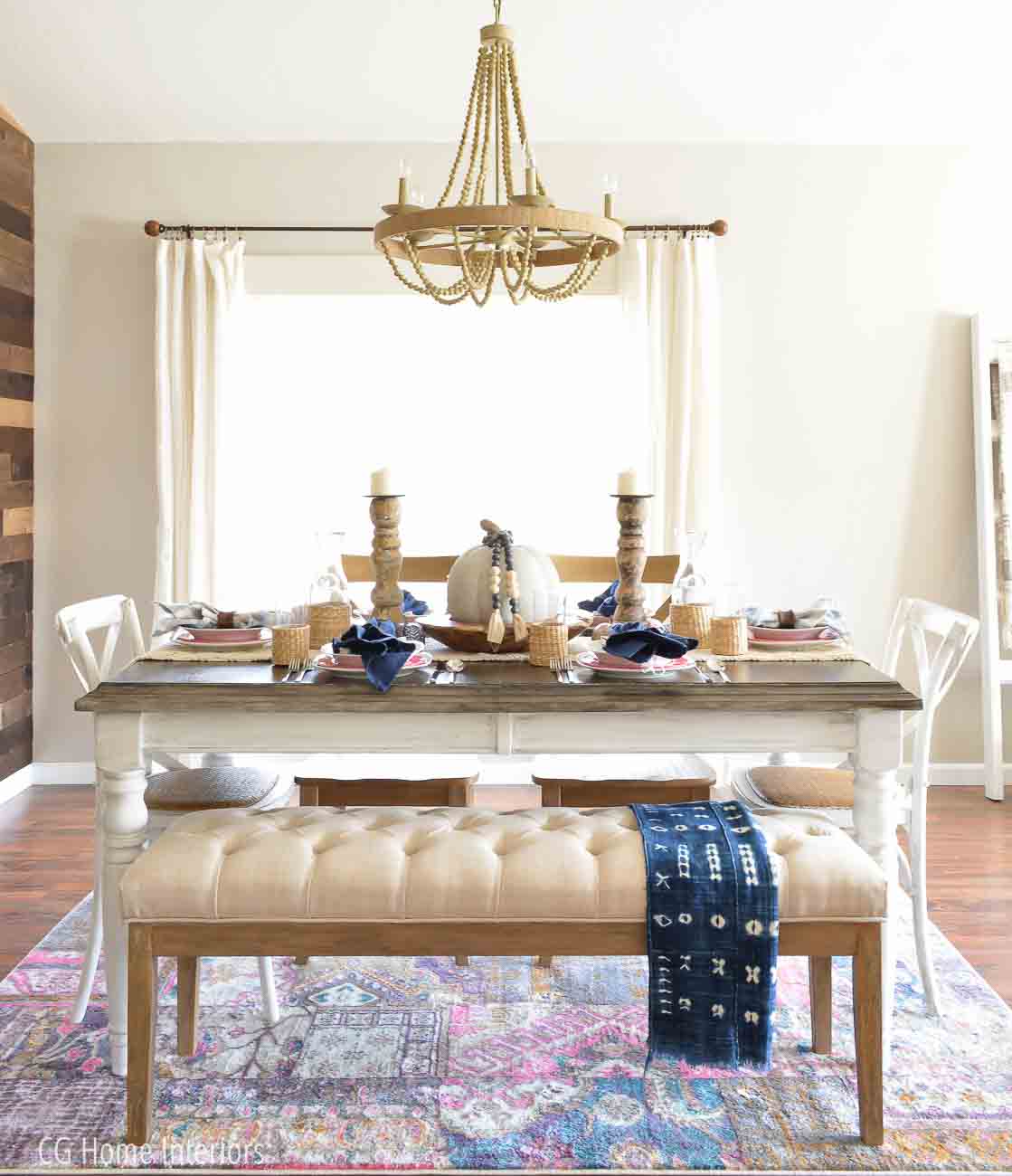 Boho Inspired Fall Tablescape with Mudcloth