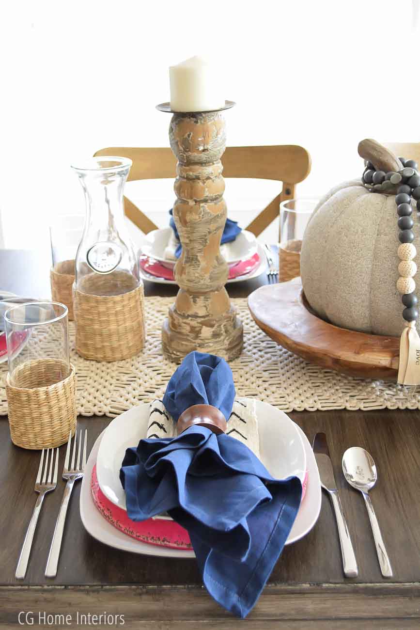 Boho Inspired Fall Tablescape with Mudcloth