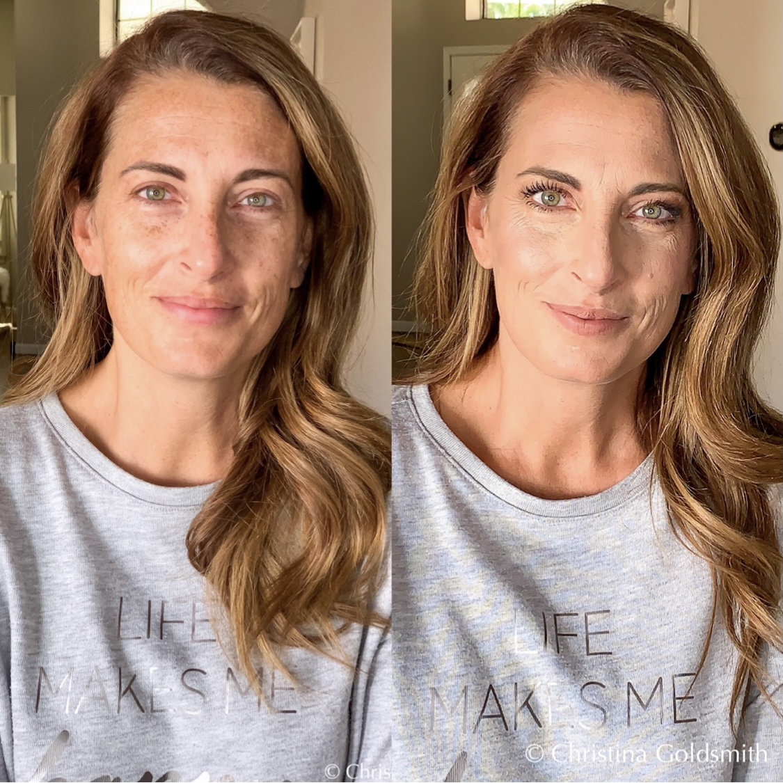 SEINT cream makeup before and after, makeup transformation