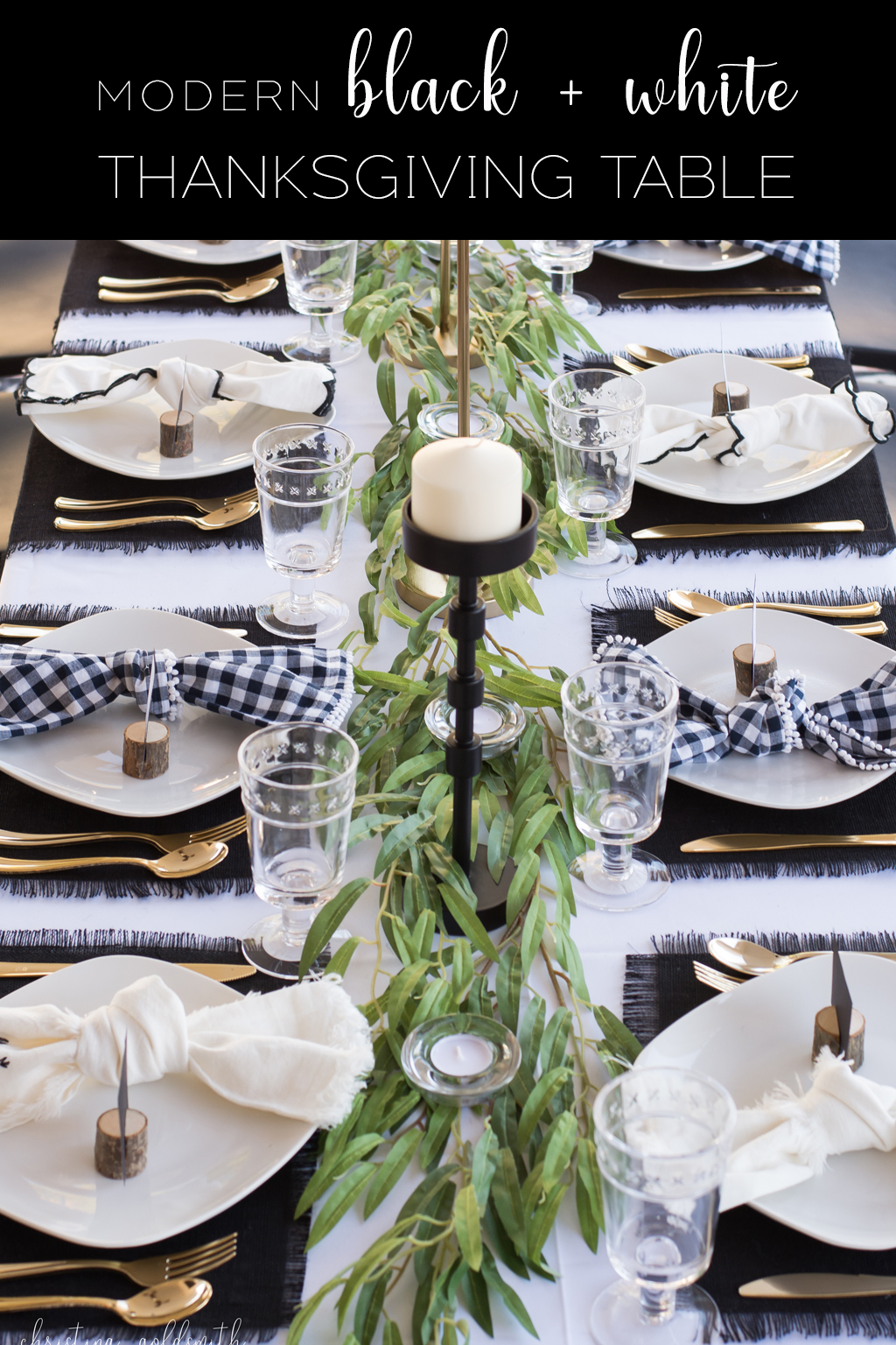 Modern Black + White Thanksgiving Tablescape