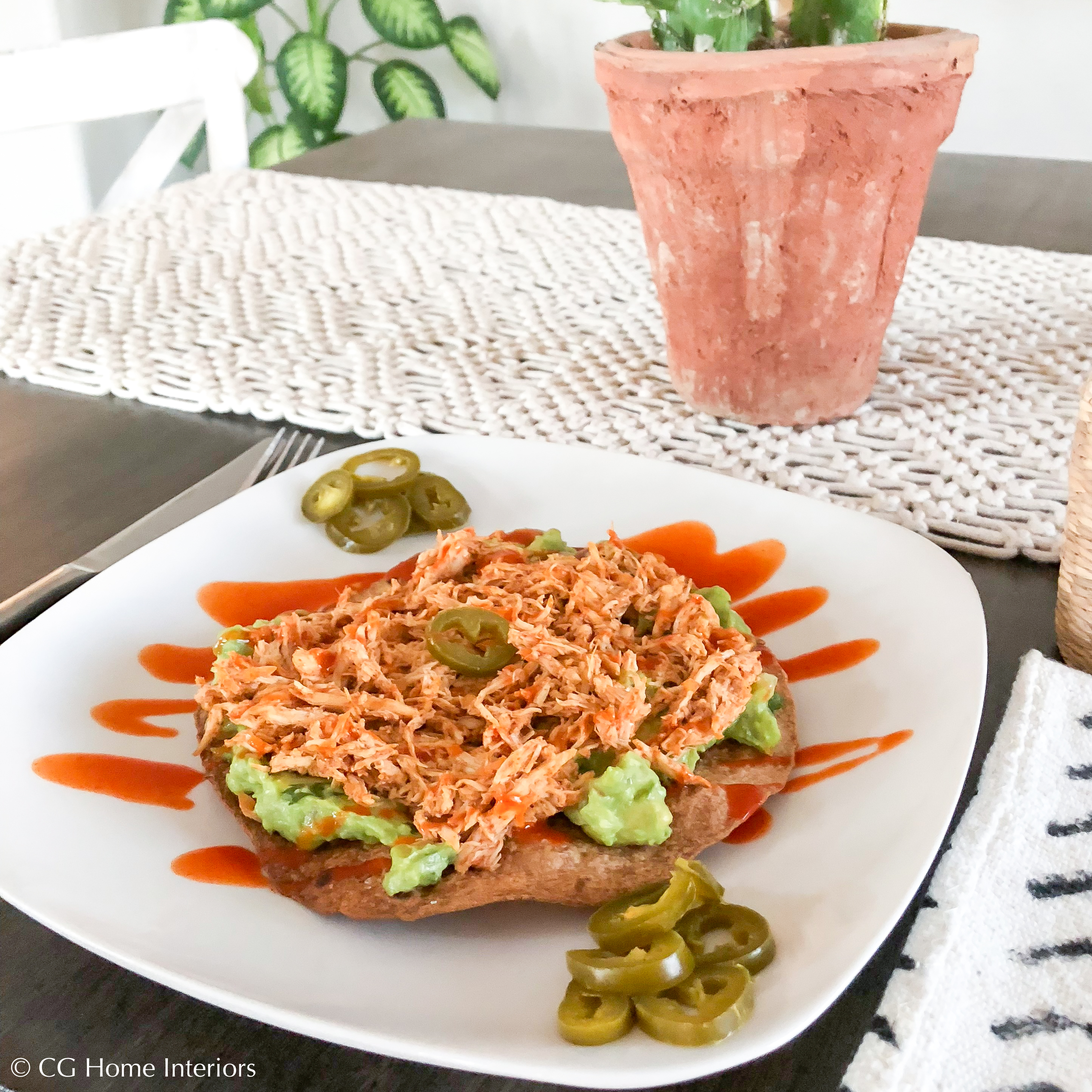 Easy + Healthy Chicken Tostadas with Fresh Guacamole