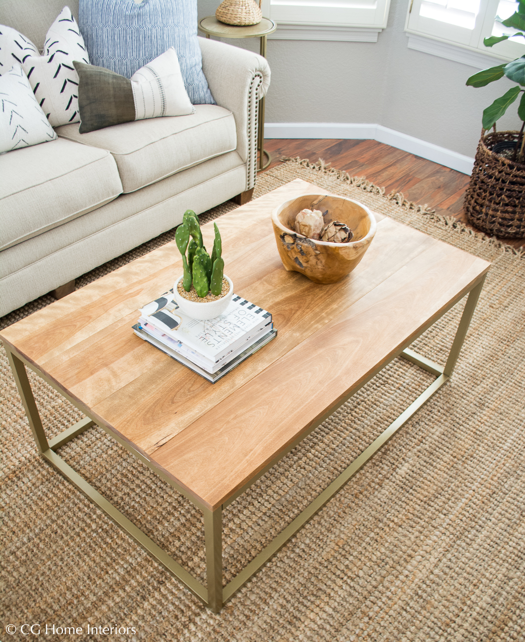 DIY Gold and Wood Coffee Table