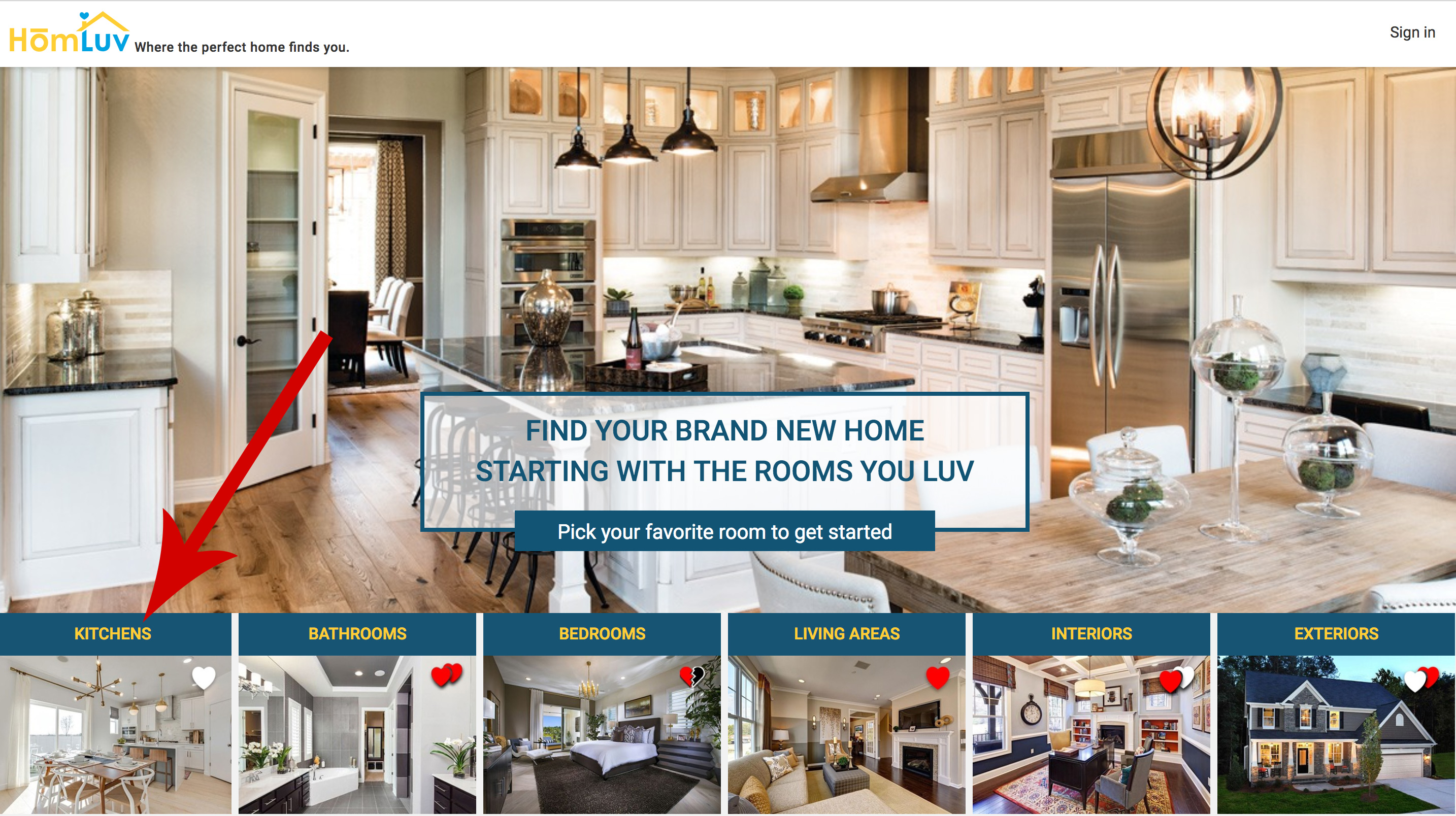 HomLuv, New Build, Homepage Kitchen Search