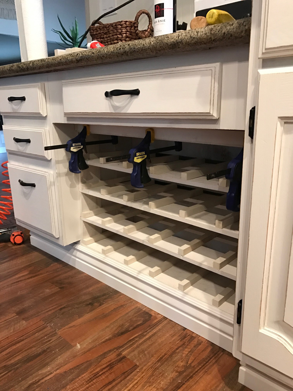 Built in Desk Converted to Wine Rack