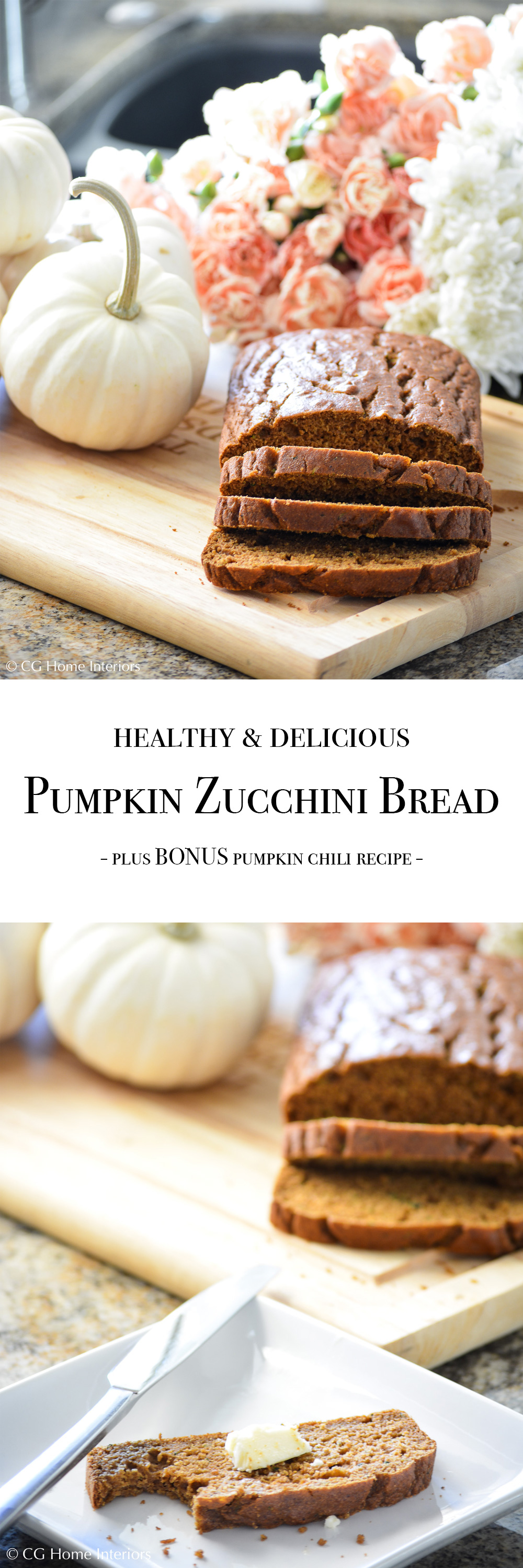 Healthy Pumpkin Zucchini Bread Pinterest Image