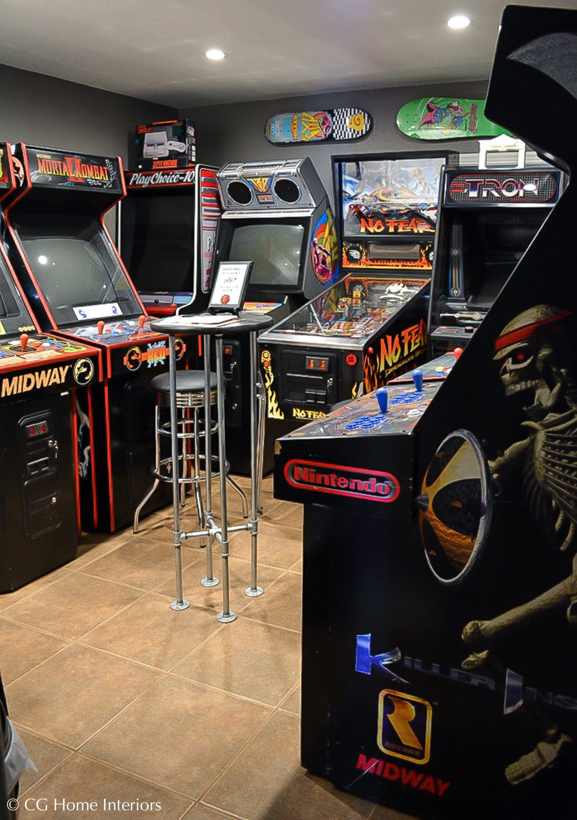 Shared laundry room and game room arcade